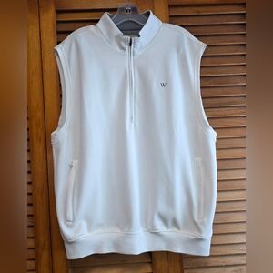 Donald Ross 1/4 Zip Cream Colored Golf Vest Men's Pockets